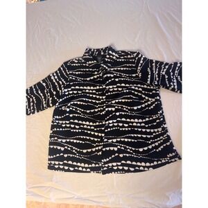 George Black White Wave Pattern Button Up Shirt Top Women's 18W‎ NW